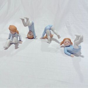 Ron Gordon Little somersaulting girl in blue leotard porcelain gymnast statues